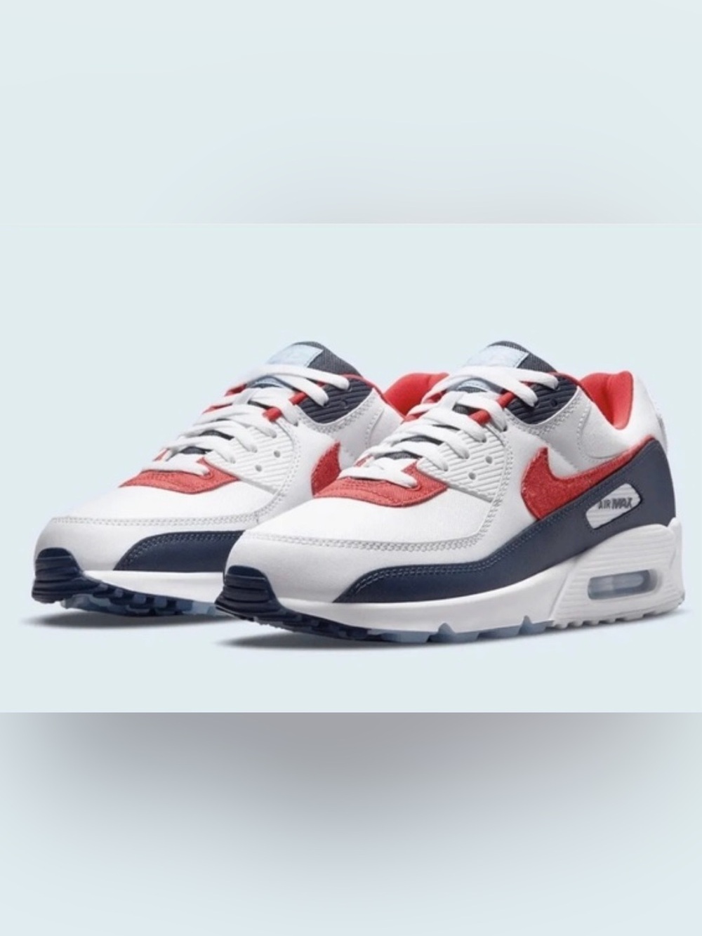 Nike Air Max Men's White Navy & Red Athletic Sneakers Size 8.5